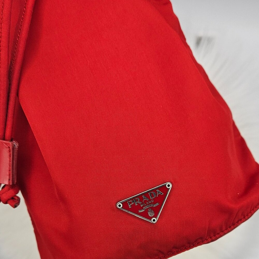 Prada Red Nylon Mini Drawstring Bucket - Picture 11 of 17